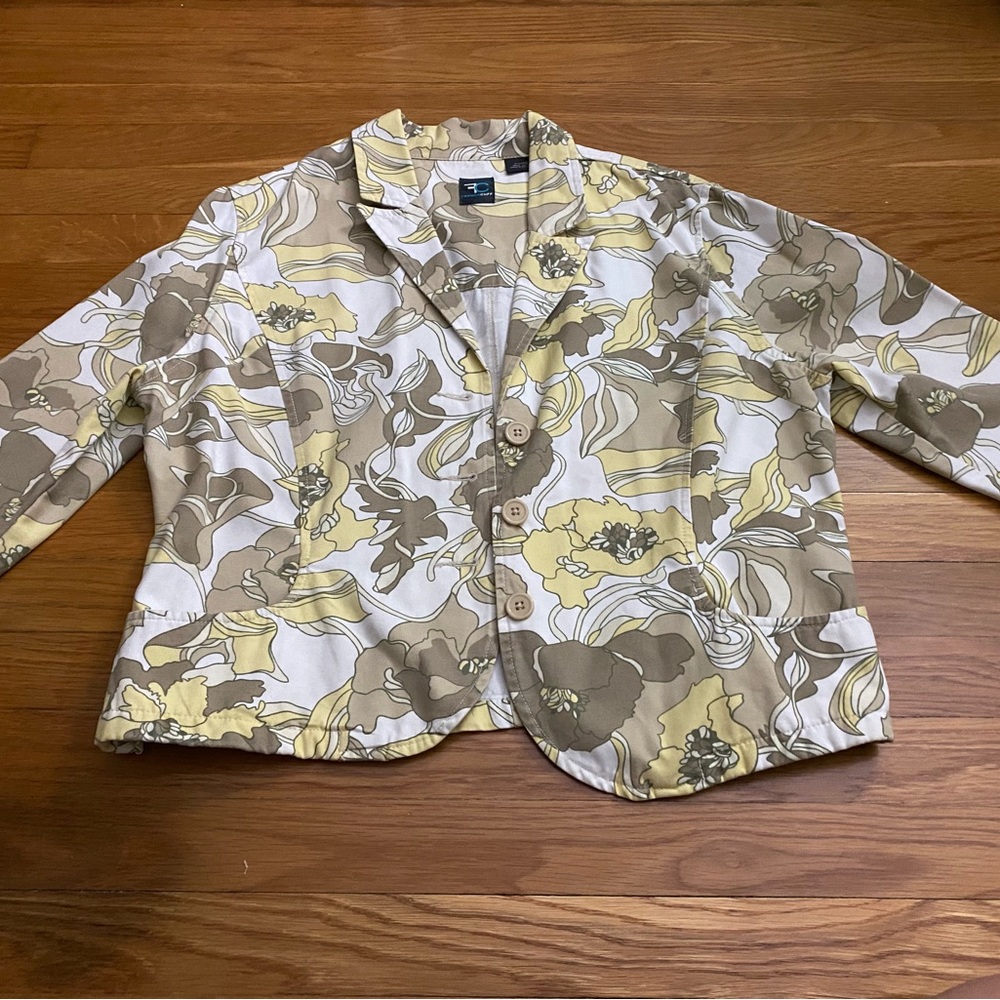 French Cuff Womens Blazer Size L, Yellow, Cotton